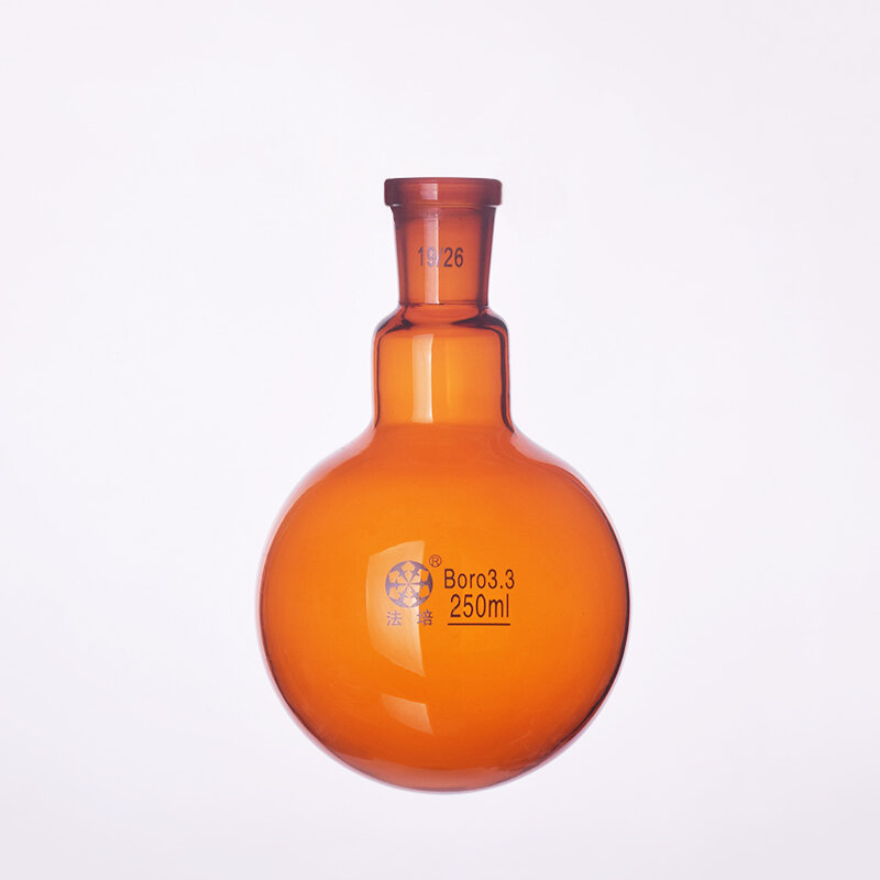 Brown single standard mouth round-bottomed flask,Capacity 250ml and joint 19/26,Single neck round flask