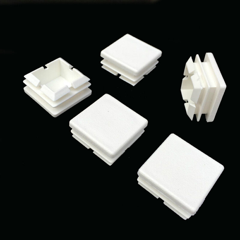 Plástico Branco Retângulo Blanking End Caps, Tubo Tubo Insere Plug, Bung Steel Cap, 2 10Pcs