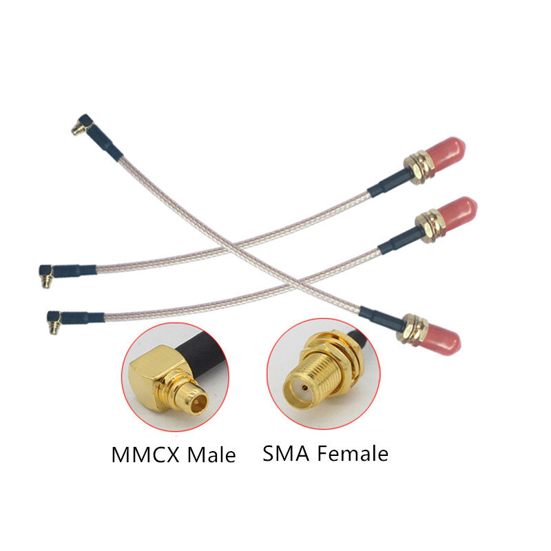 MMCX enchufe macho de ángulo recto a conector hembra SMA, Cable de baja pérdida, RG174, MMCX, RF Coaxial, puente Pigtail