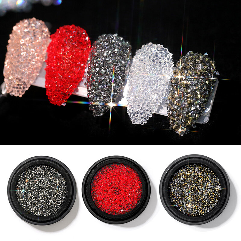 HNUIX-decoración 3D para manicura, diamantes de imitación para uñas, gel uv, Micro circonitas, cristales, piedras, circonio