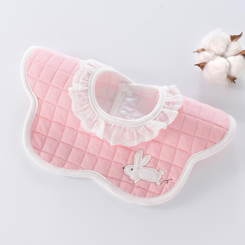 Baby Girl Bibs Waterproof 360 Degree Rotatable Round Neck Lace Princess Infant Eating Burp Cloths Newborn Accessories