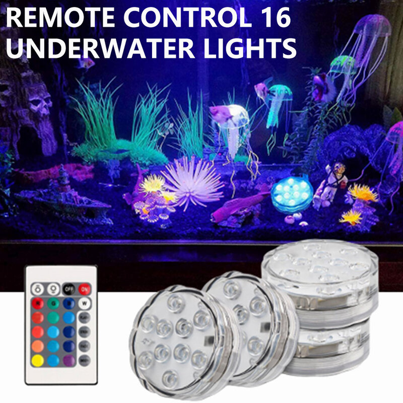 Luz Led subacuática impermeable para acuario, lámpara de noche sumergible con Control remoto para acuario, piscina, jarrón, tazón