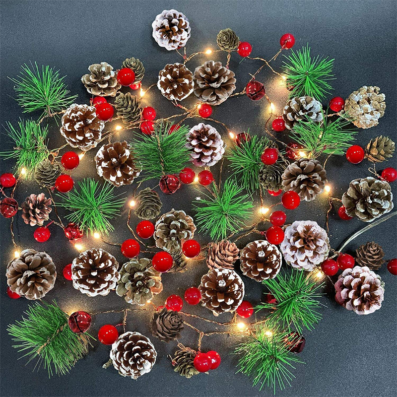 2M 20 Led String Light Outdoor Waterproof Christmas Pine Cone Light  LED Copper Wire Fairy Garland Patio Decorate Lamp