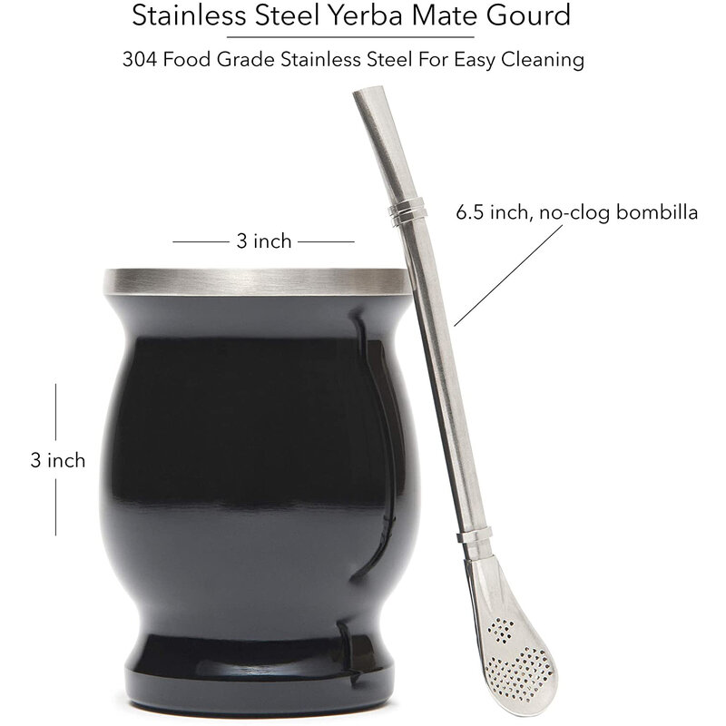 Yerba mateひょうたんセット二重壁ステンレス鋼メイトテアカップとファイヤラセットには、yerba mate gourd (cup) と1つの標準が含まれています