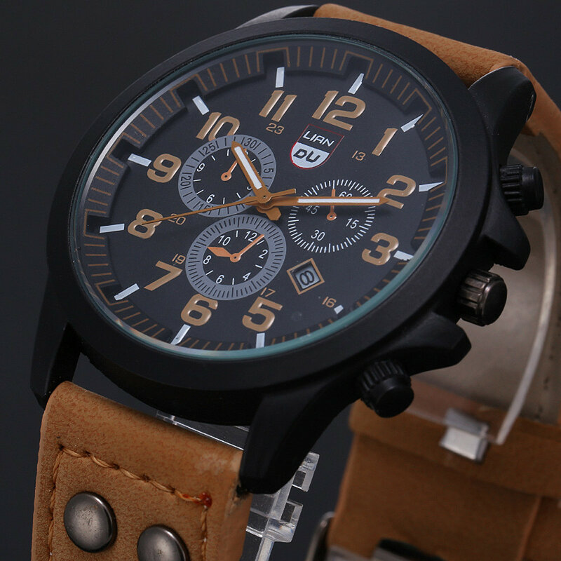 Reloj deportivo Vintage para Hombre, cronógrafo de cuero, marca superior de lujo, 2022