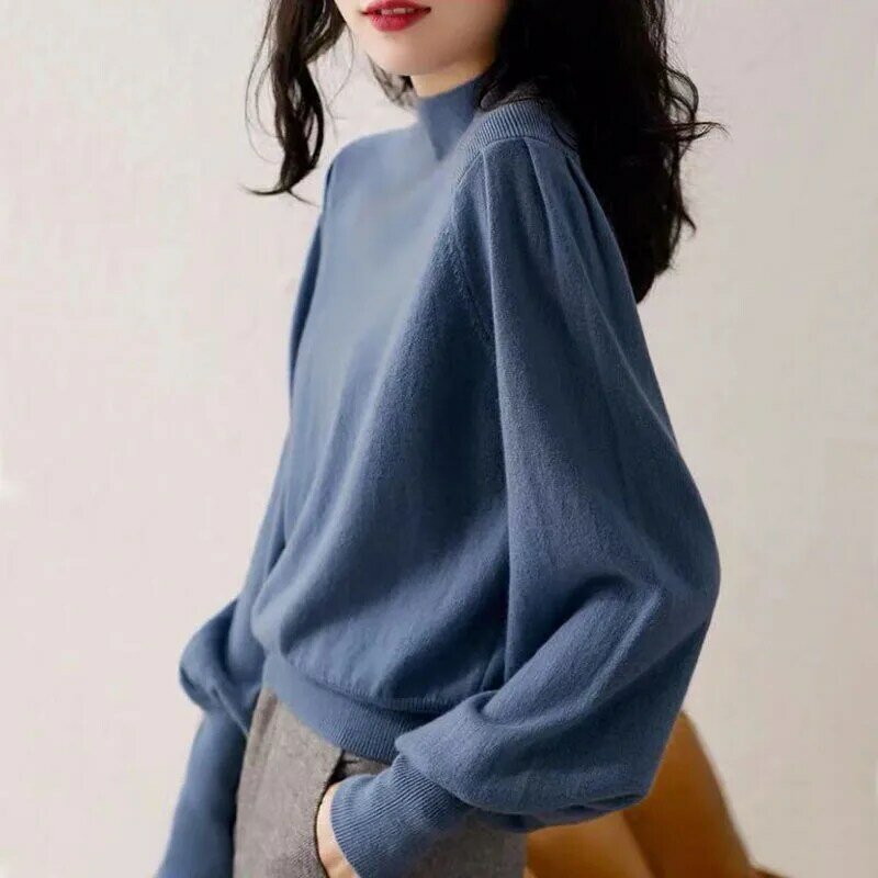 Cashmere Sweater Womens Clothing Knit Pullover Autumn Turtleneck Sweater Femme Elegant Dropshipping Blusas Vintage Black 1503