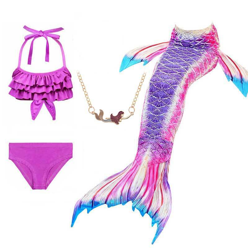 2020 nowych dzieci Cosplay dziewczyny fantazyjne strój kąpielowy ubrania imprezowe pływanie syrenka ogony kostium naszyjnik gogle