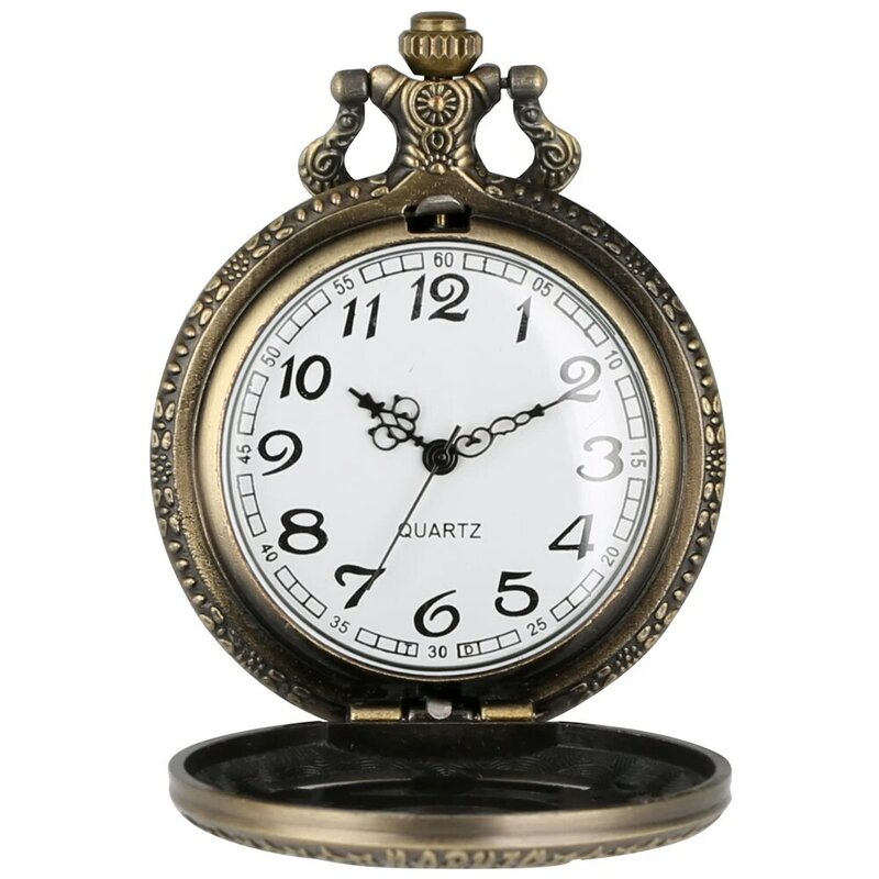 Vintage Hohl Abdeckung Halb Hunter Quarz Fob Taschenuhr Anhänger Uhr Halskette Kette reloj de bolsillo Uhren mit Zubehör
