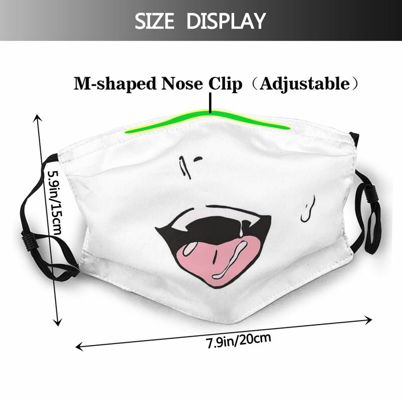 Ahegao maschera copri bocca antipolvere Unisex Hentai Anime Manga con filtri respiratore di protezione per uomo donna