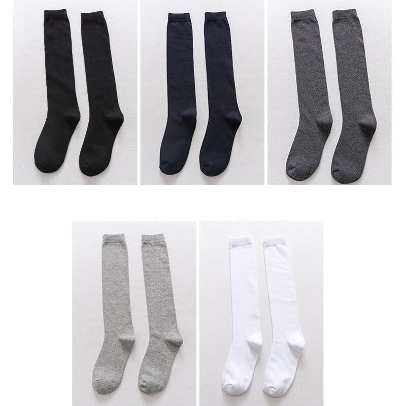 Calcetines largos de algodón peinado para hombre, calcetín informal, clásico, sólido, para negocios, fiesta, regalo de boda, vestido cómodo, color negro