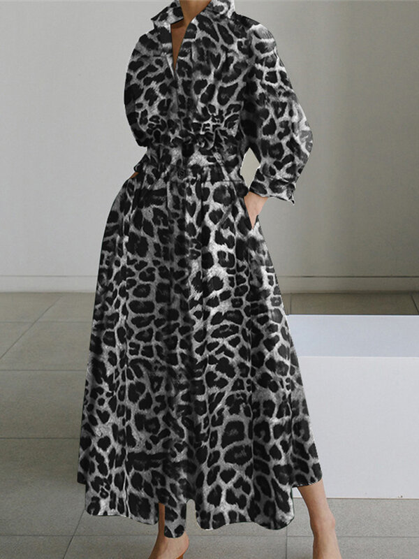 ผู้หญิงฤดูใบไม้ร่วง Sundress ZANZEA 2023 Elegant เสื้อชุดยาว Maxi Vestidos หญิงสบายๆสูงเอว Robe Oversize 7