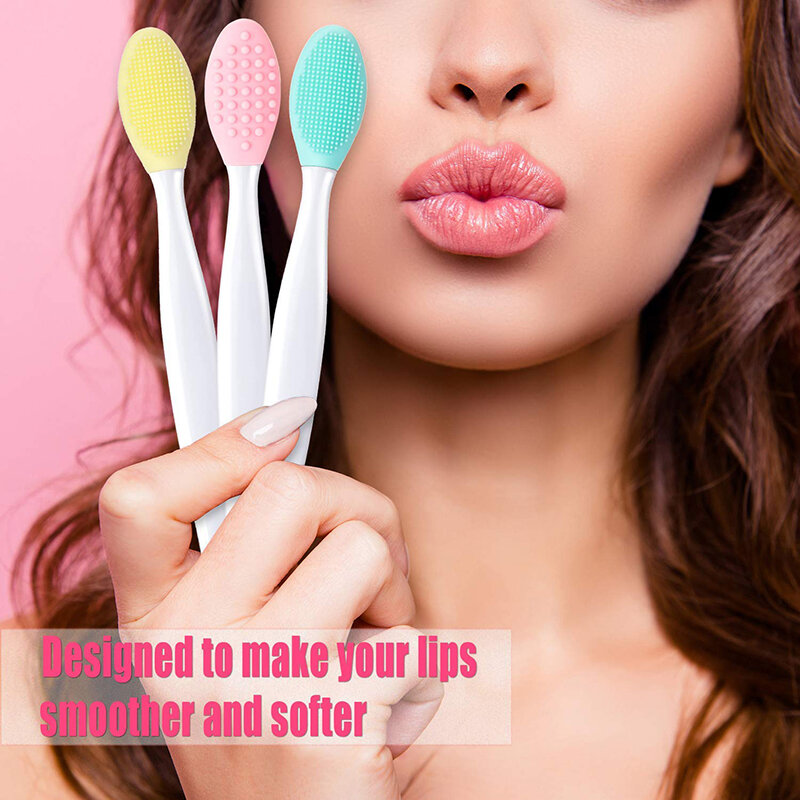 1 Pieces Silicone Exfoliating Lip Brush Tool Double-sided Soft Lip Brush for Smoother and Fuller Lip Appearance