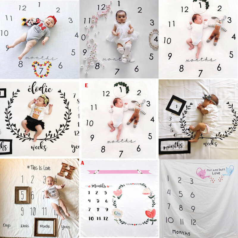 Nieuwe Baby Maandelijkse Groei Milestone Deken Fotografie Rekwisieten Pasgeboren Achtergrond Doek Herdenken Tapijt Meisjes Deken Kids Schieten
