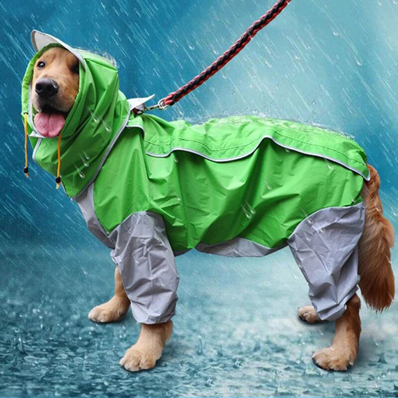 Chubasquero impermeable para perro, chaqueta con capucha, Poncho para mascotas, capa de lluvia de puntos para perros medianos y grandes