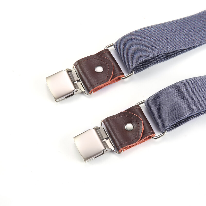 Bretelles de travail classiques en cuir véritable pour homme et femme, bretelles réglables avec 3 Clips, largeur de 3.5cm