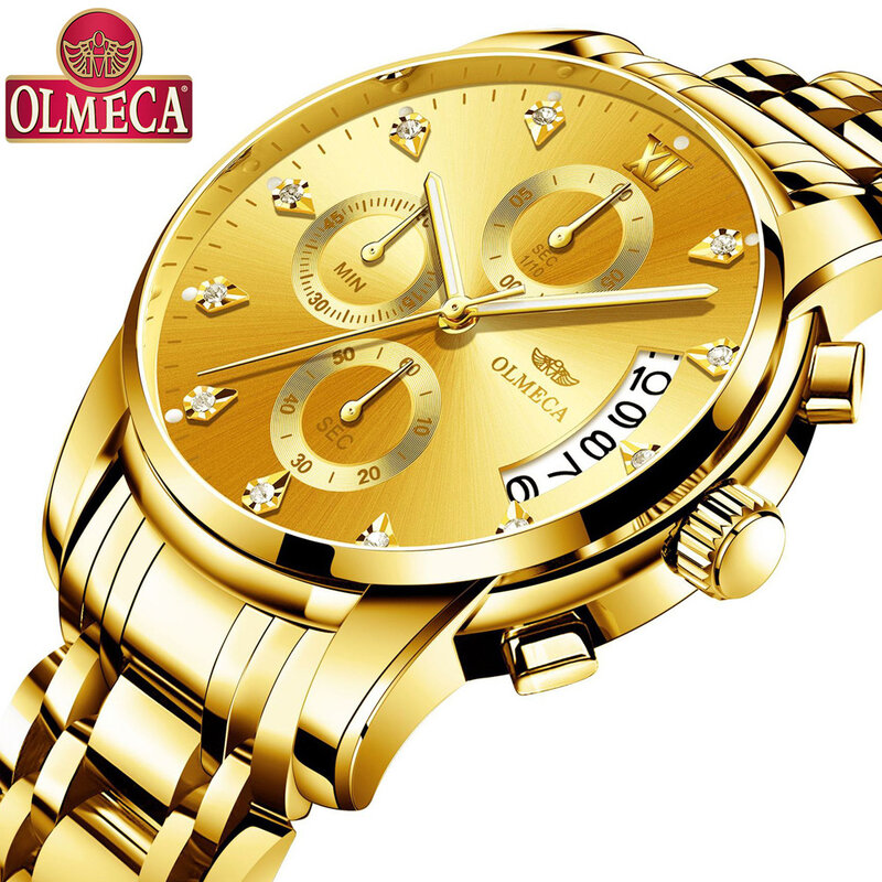 Часы наручные OLMECA Мужские кварцевые, модные брендовые роскошные, подарок для мужчин, повседневные наручные, с датой