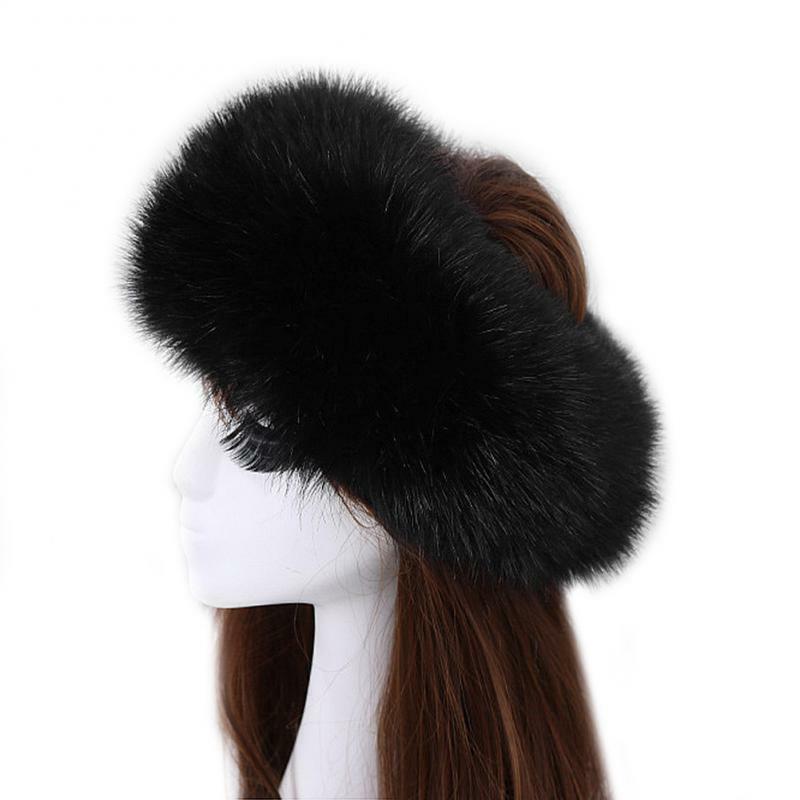 2021 Winter Dicke Flauschigen Stirnband Für Frauen Männer Einfarbig Russische Faux Pelz Haarband Breiten Headwear Winter Mode Hut Großhandel