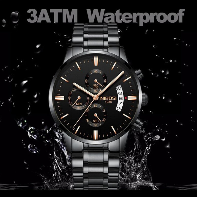 NIBOSI Gold Men Watches Luxury Famous Top Brand Men's Fashion Casual Watch Military Quartz Wristwatches Relogio Masculino 2309