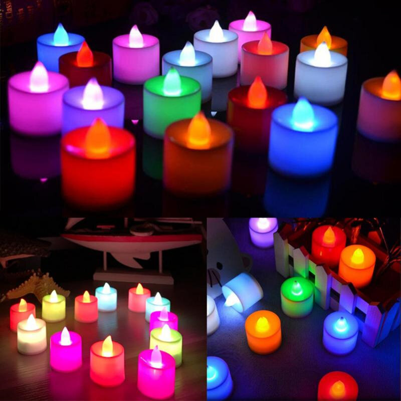 LED شمعة مع بطارية متعدد الألوان مصباح على شكل شمعة محاكاة الشاي ضوء حفل زفاف عيد ميلاد ديكور شمعة الملحقات