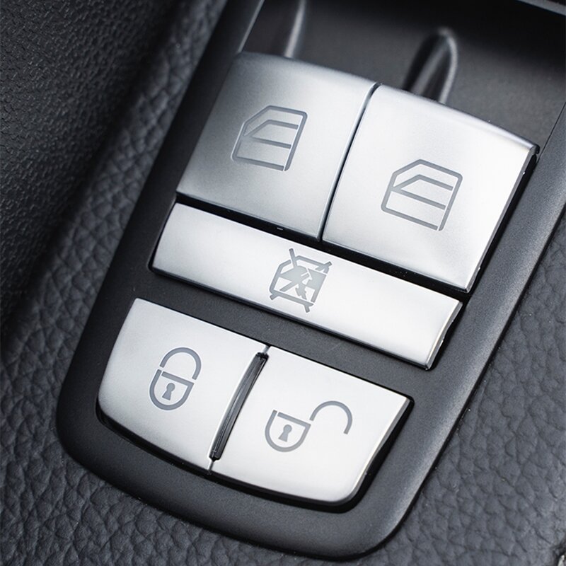 Okno samochodu szklane przyciski podnoszące naklejka na pokrywę tapicerka dla Mercedes Benz W169 W245 W164 X164 W251 GL ML A B klasa R akcesoria