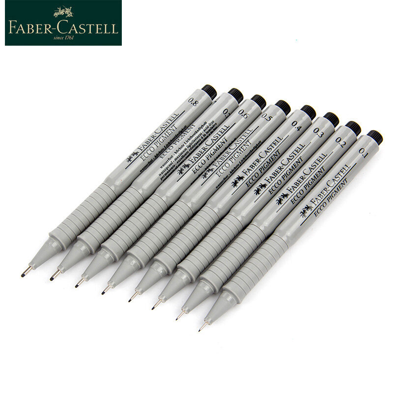Ручка-игла для рисования Faber Castell 1663, чернильная гладкая ручка для рисования с рисунком, 0,1, 0,3, 0,5, 0,7, канцелярские принадлежности, анимация