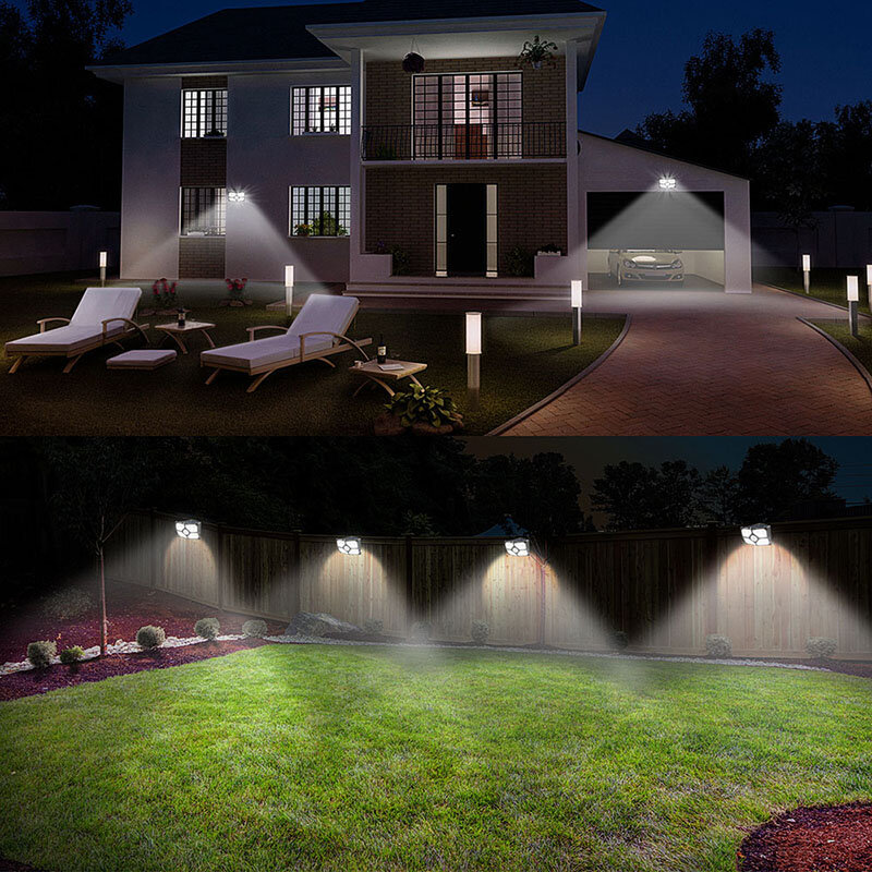 Lámpara Solar con Sensor de movimiento PIR, luz de pared de inducción de energía Solar, 4 lados, 40LED, para camino de patio, hogar y jardín