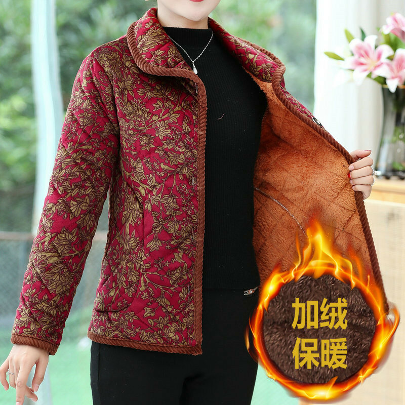 Свободная хлопковая куртка UHYTGF 5XL, Женская Повседневная теплая осенне-зимняя куртка Паркер с принтом, женская верхняя одежда для женщин среднего возраста 2294