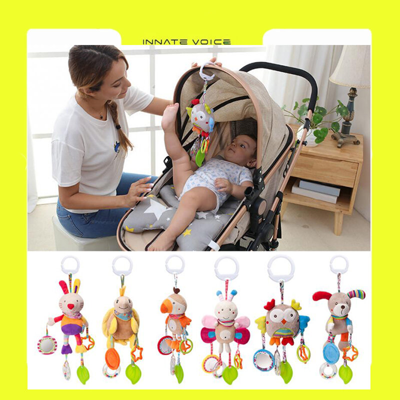 ZK50 Infant Cotton Rattle hand Bell Toy 0-12 months Bed Stroller baby mobile Hanging Rattles Toys Animals Plush Bell Baby Gifts