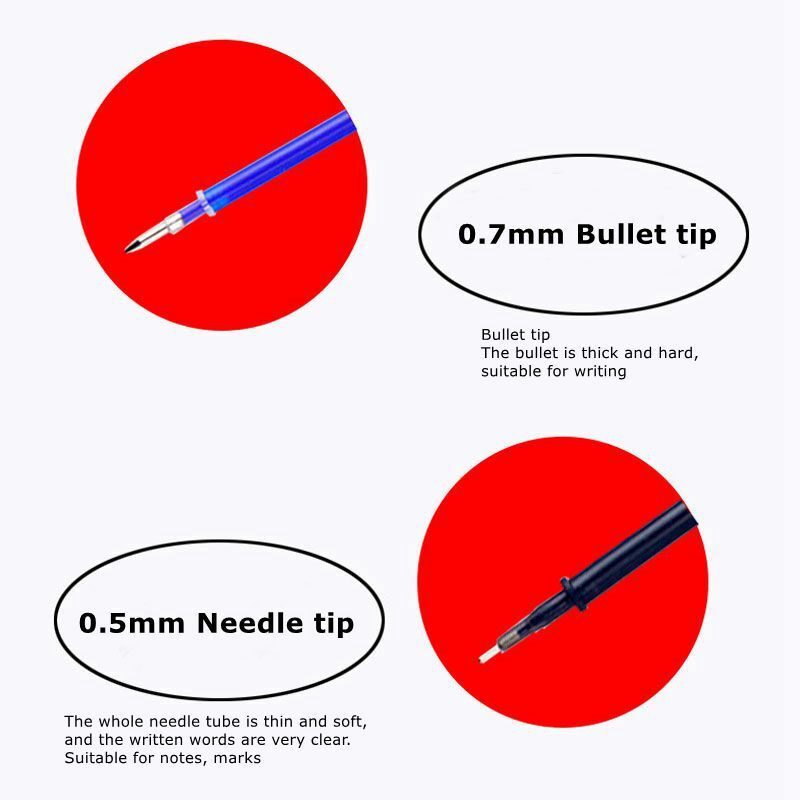 Erasable ปากกาเติมชุดก้านลูกสูบ0.5มม.เข็ม/0.7Mm Bullet Tip ล้างทำความสะอาดได้จับ Erasable Ballpoint Pen สำหรับโรงเรียนเครื่องมือการเขียน