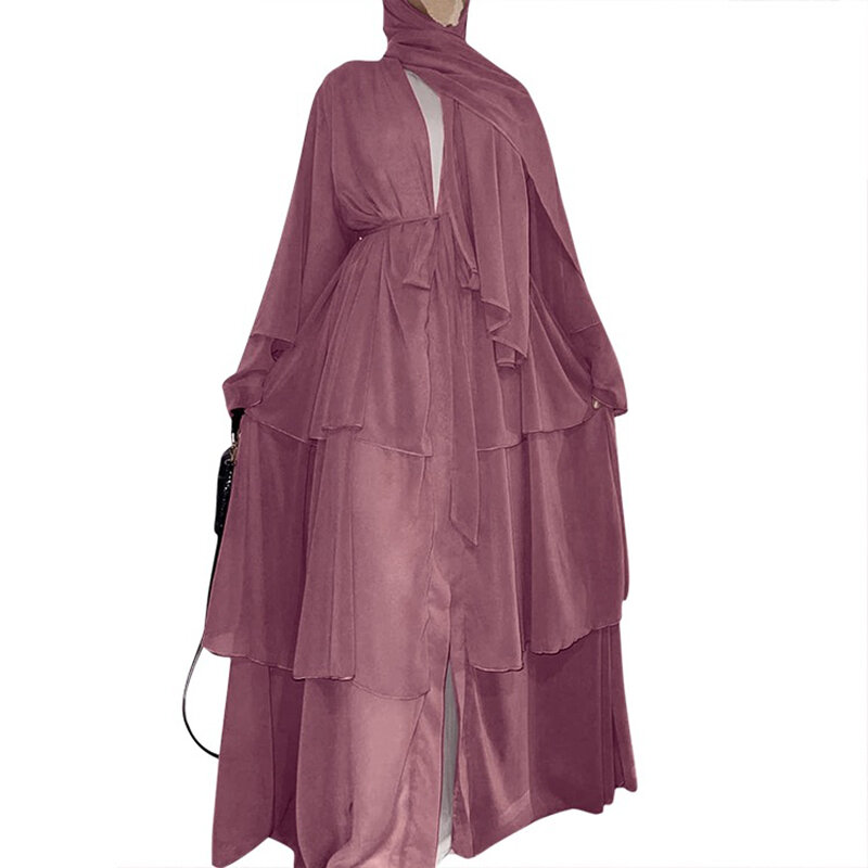 여성용 쉬폰 오픈 아바야 두바이 터키 카프탄 이슬람 가디건 아바야 드레스, 캐주얼 로브, 기모노 팜므 카프탄 이슬람 의류