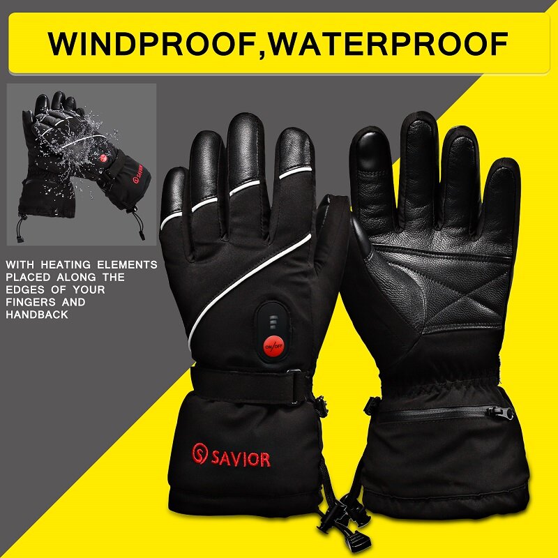 SAVIOR Winter Men Women Rechargeable Battery Heated Gloves For Skiing Motor Cycle Riding Hiking Hunting Fishing Thermal Mittens