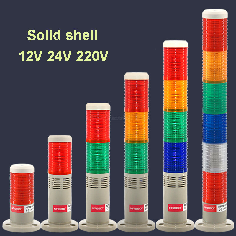 소리 없는 NPT5-T-D, 3 레이어 삼색 램프, 기계 도구, LED 경고등, 세마포어 표시기 램프, 빨강, 노랑, 초록, 1 개