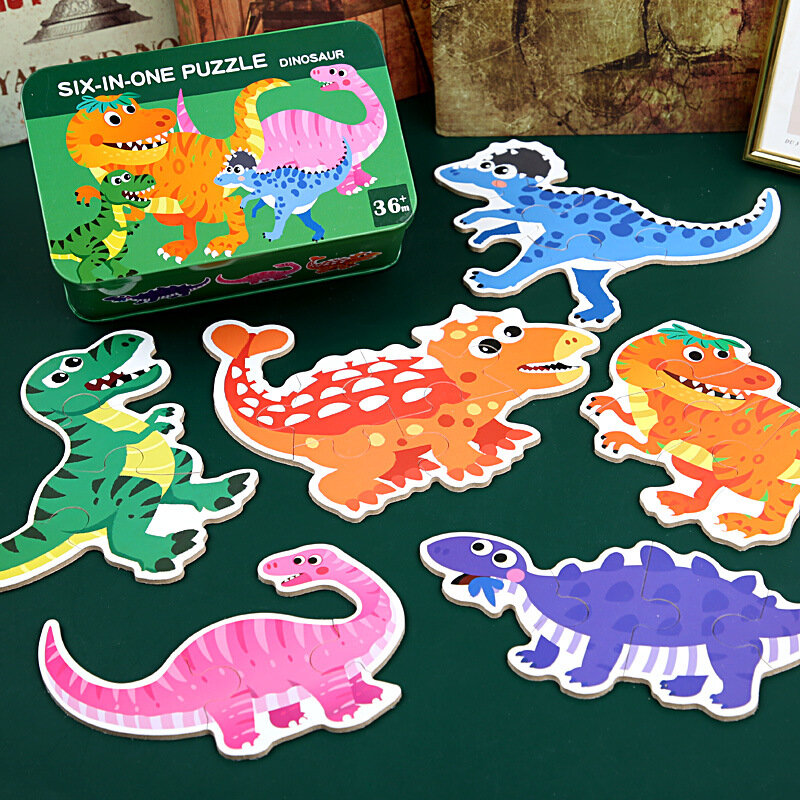 Hot New Wooden Puzzle Toys for Children Cartoon Animal Vehicle Wood Jigsaw Baby Educational Toy Kids Christmas Gift