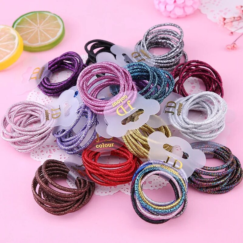 10pcs/lot  Cute Girl Ponytail Hair Holder Hair Accessories Thin Elastic Rubber Band For Kids Colorful Hair Ties