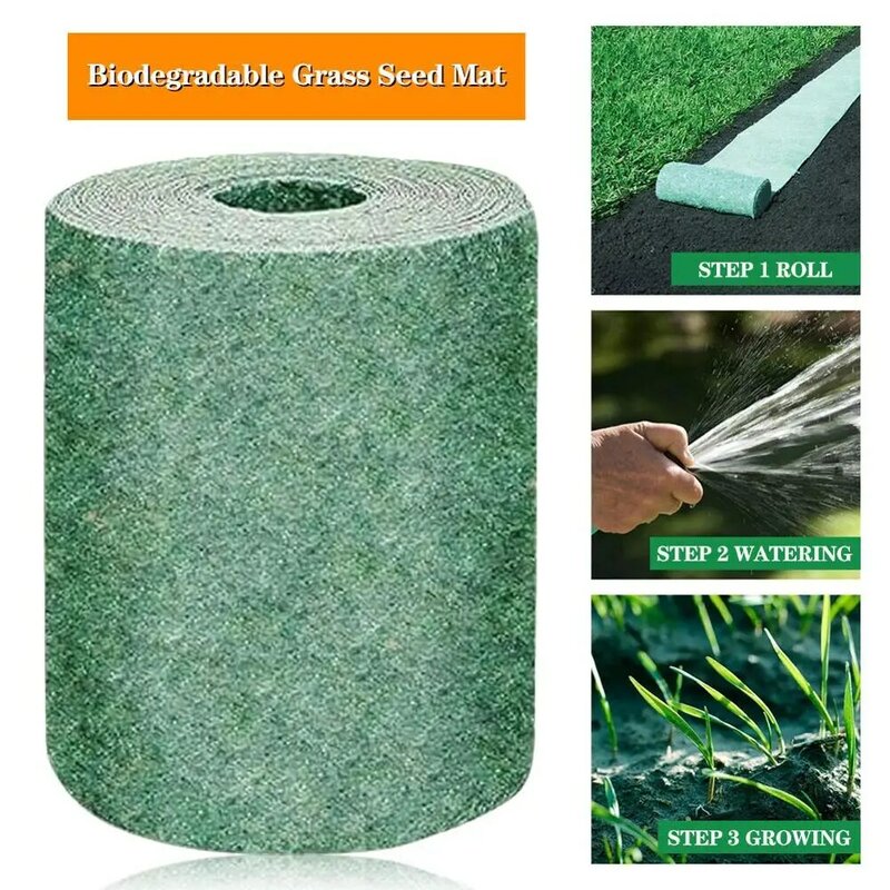 Biologisch abbaubar Gras Samen Matte Samen Starter Matte 3M × 0,2 M Gras Samen Teppich Samen Starter Matte Garten Liefert