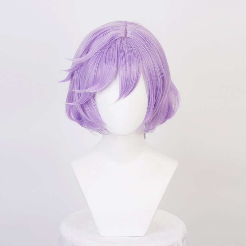 Twisted-Wonderland Epel Felmier Purple Ombre Blue Short Cosplay Wigs Heat Resistant Synthetic Hair Carnival Party + Wig Cap