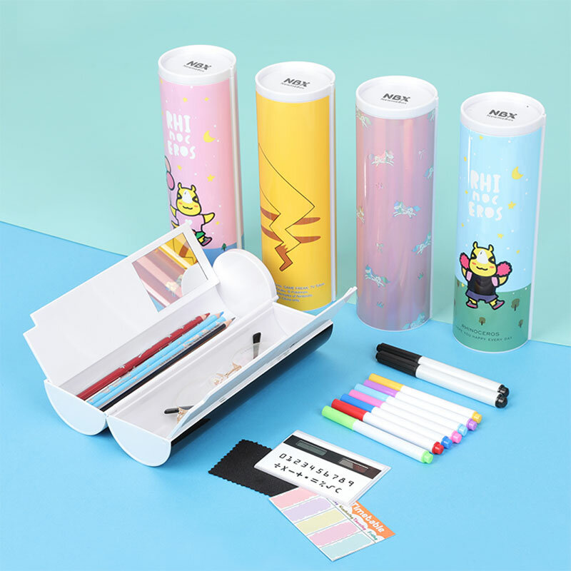 Estuche de lápices de estilo escolar para niños y niñas, estuche de papelería con diseño de oso Sakura y Panda, bonito diseño de Anime púrpura