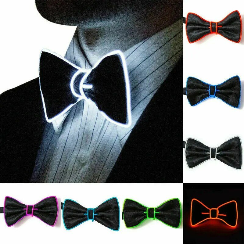 2020 nowych mężczyzna muszka mężczyźni LED drut krawat Bowtie błysk światła zapalić muszka dla Club Party