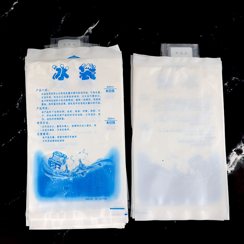 5 pçs/lote reutilizável 600ml saco de gelo injeção de água facilidade dor gelo saco refrigerador bebidas refrigerar alimentos manter fresco gel seco bloco de gelo