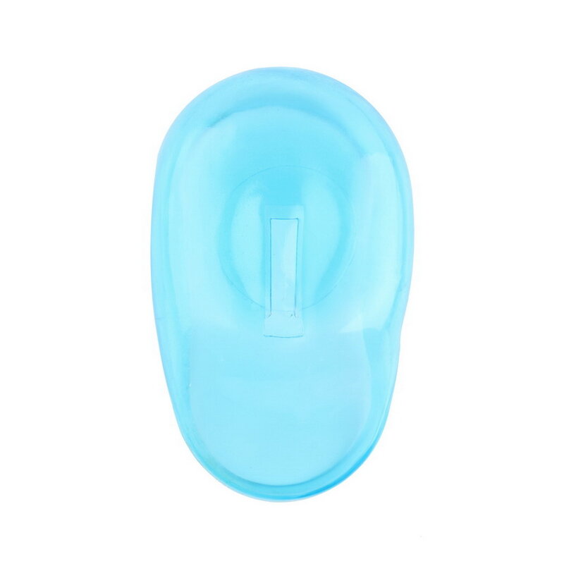 Cubierta Universal de silicona transparente para las orejas, protector para tinte de pelo, Color azul, 2 uds./par