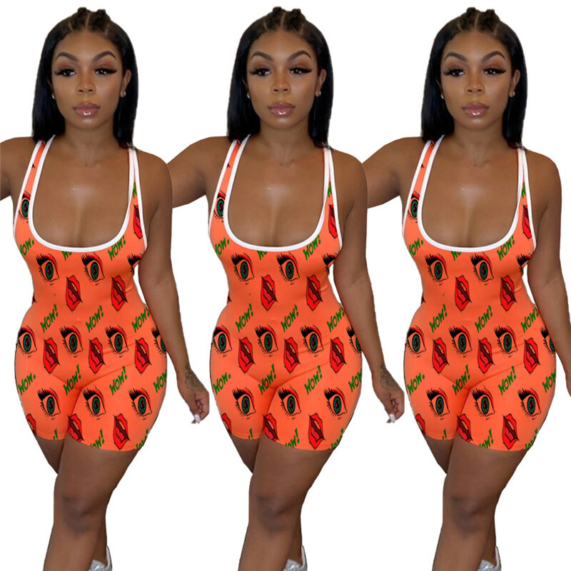 New 2020 Fashion Women's Jumpsuit Sexy Women Print Playsuit Women Rompers Summer Sleeveless Beach Casual Women Clothes