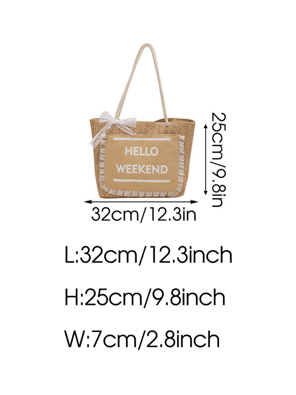Fashion Straw Woven Shoulder Shopping Bag Women Flower Lace Casual Tote Ladies Summer Beach Vacation Large Capacity Tote Handbag