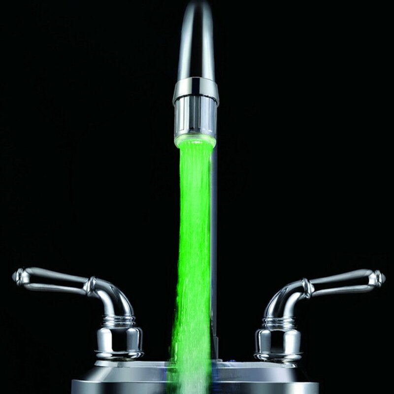 Grifo de agua con luz LED que cambia de brillo, cabezal de boquilla luminosa, ahorro de agua, cocina, baño, novedad, 15mm