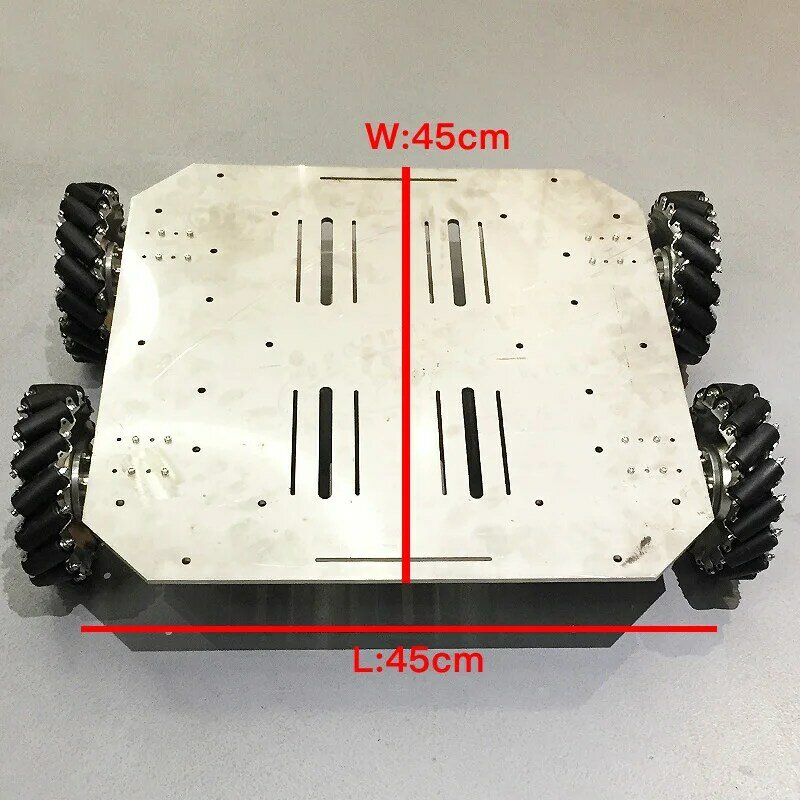 Chasis de coche Robot de rueda Mecanum de gran carga, 70KG, 4 piezas, 24V, Motor codificador, PS2, controlador Arduino para plataforma de tiro ROS