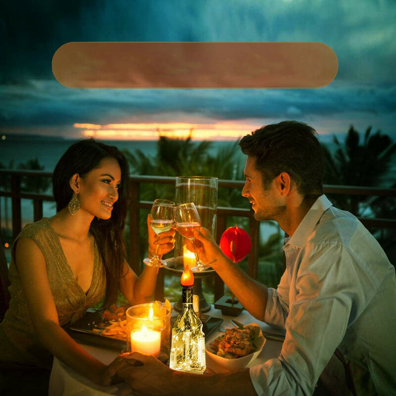 LED Lampu Tali Peri Tahan Air 2M 20LEDs Lampu Teh Dapat Menyelam Lampu Kawat Tembaga untuk Botol Natal Liburan Pernikahan