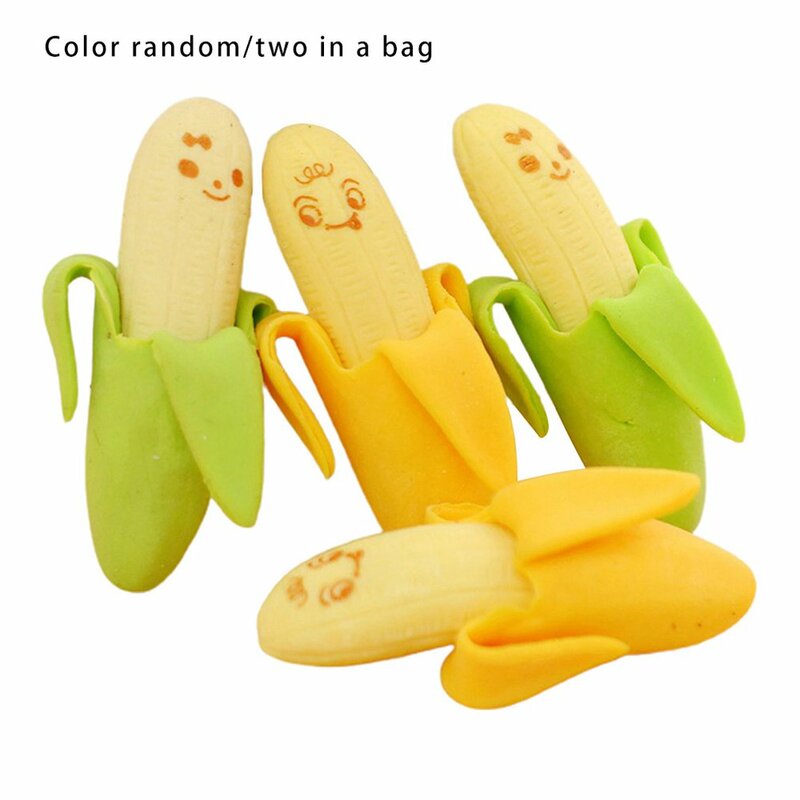 Leve ambientalmente amigável criativo bonito 2 pçs banana frutas lápis borracha borracha novidade