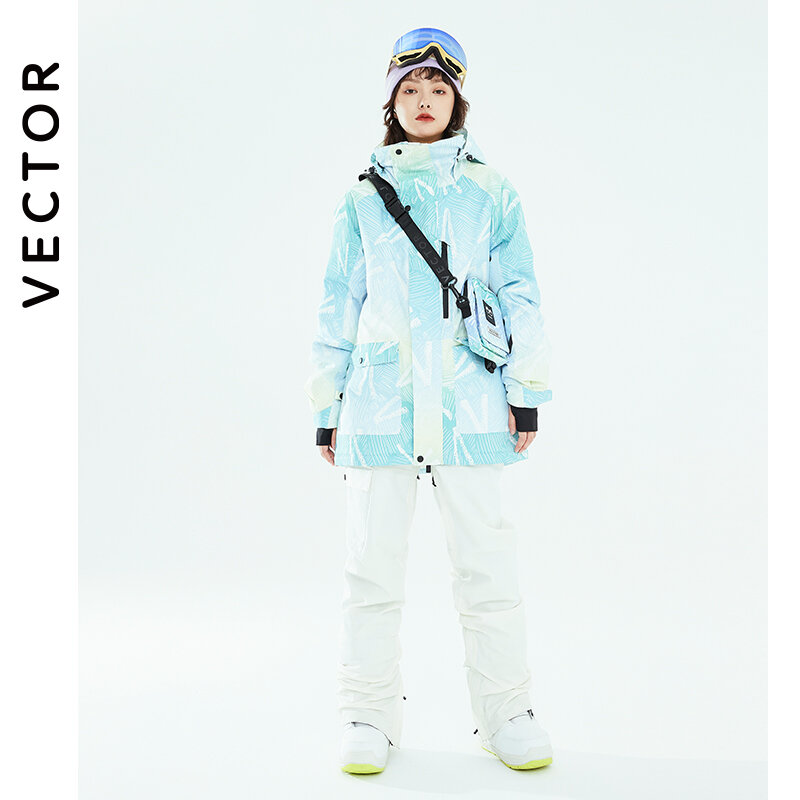 VECTOR-Chaqueta de esquí para hombre y mujer, pantalones de esquí cálidos a prueba de viento, impermeables, para deportes al aire libre, Snowboard, abrigo de esquí