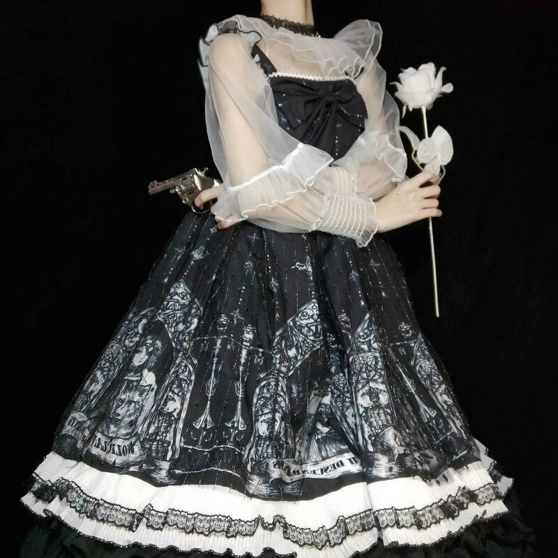 Vestido Lolita Gótico para Mulheres, Harajuku, Suspender, Gótico, Vintage, Escuro, Redenção, Deusa, Jsk, Legal, Cosplay