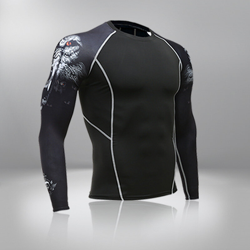 Термобелье, Спортивная мужская быстросохнущая компрессионная футболка для фитнеса с длинным рукавом