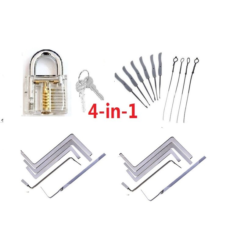 4 in 1 Locksmith Supplies Hand Tools Lock Pick Set Row Tension Wrench Tool Broken Key Auto Extractor Remove Hook Hardware